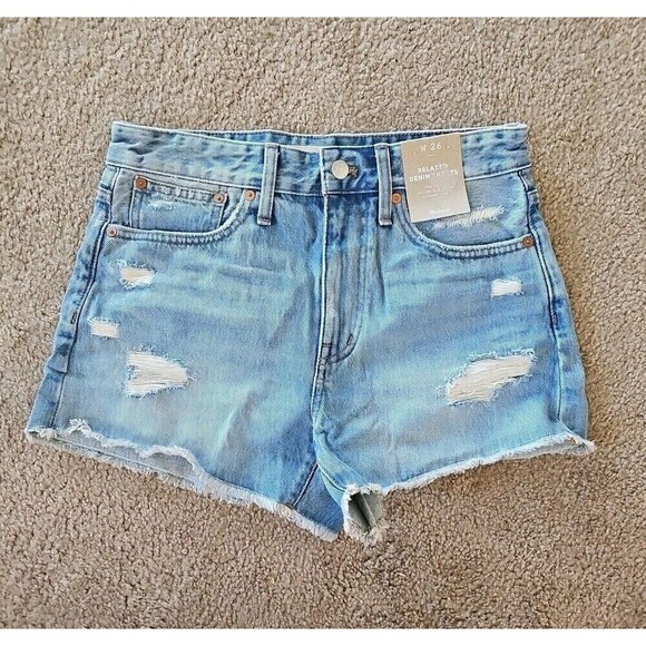 Madewell Womens size 26 Relaxed Mid-Rise Denim Shorts in Renfield Wash NEW $78 - Picture 1 of 5